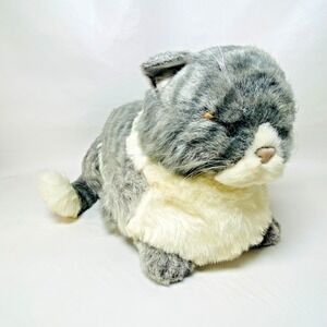 Vintage 1986 Avanti Applause Plush Gray‎ Tabby Cat Realistic Lifelike Kitty